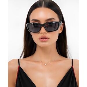 Women Sport Polarized Sunglasses Matte Black Red Accent Performance Safety 2026